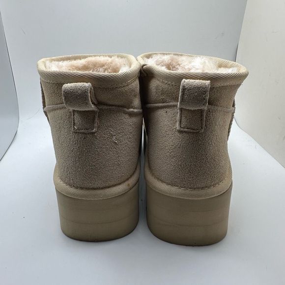 CUSHIONAIRE Women's Genuine Suede pull platform boot +Memory Foam 7.5 WIDE SAND - Picture 4 of 7